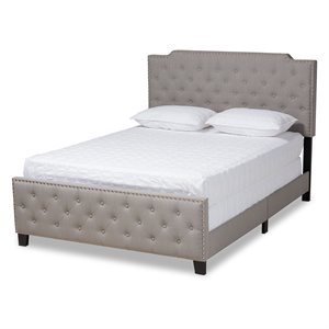 baxton studio marion king size grey upholstered button tufted panel bed