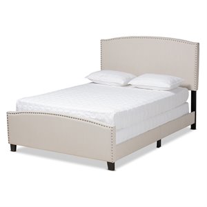 baxton studio morgan queen size beige upholstered panel bed