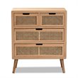 Baxton Studio Alina Medium Oak Finished Wood and Rattan 4-Drawer Accent Chest