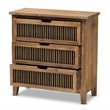Baxton Studio Clement Medium Oak Finished 3-Drawer Wood Spindle Chest