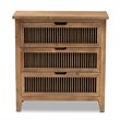 Baxton Studio Clement Medium Oak Finished 3-Drawer Wood Spindle Chest