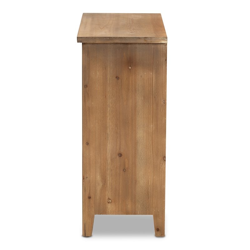 Baxton Studio Clement Medium Oak Finished 3-Drawer Wood Spindle Chest