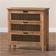 Baxton Studio Clement Medium Oak Finished 3-Drawer Wood Spindle Chest