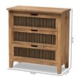 Baxton Studio Clement Medium Oak Finished 3-Drawer Wood Spindle Chest