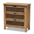 Baxton Studio Clement Medium Oak Finished 3-Drawer Wood Spindle Chest