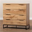 Baxton Studio Reid Industrial Oak Finished Wood Black Metal 4-Drawer Dresser
