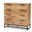 Baxton Studio Reid Industrial Oak Finished Wood Black Metal 4-Drawer Dresser