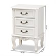 Baxton Studio Gabrielle White-Finished 3-Drawer Wood End Table
