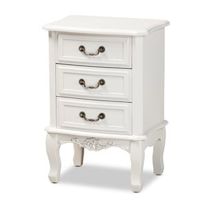 Baxton Studio Gabrielle White-Finished 3-Drawer Wood End Table