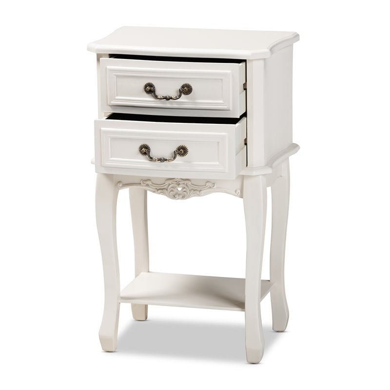Baxton Studio Gabrielle White-Finished 2-Drawer Wood End Table