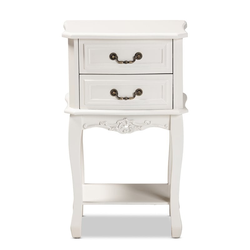 Baxton Studio Gabrielle White-Finished 2-Drawer Wood End Table