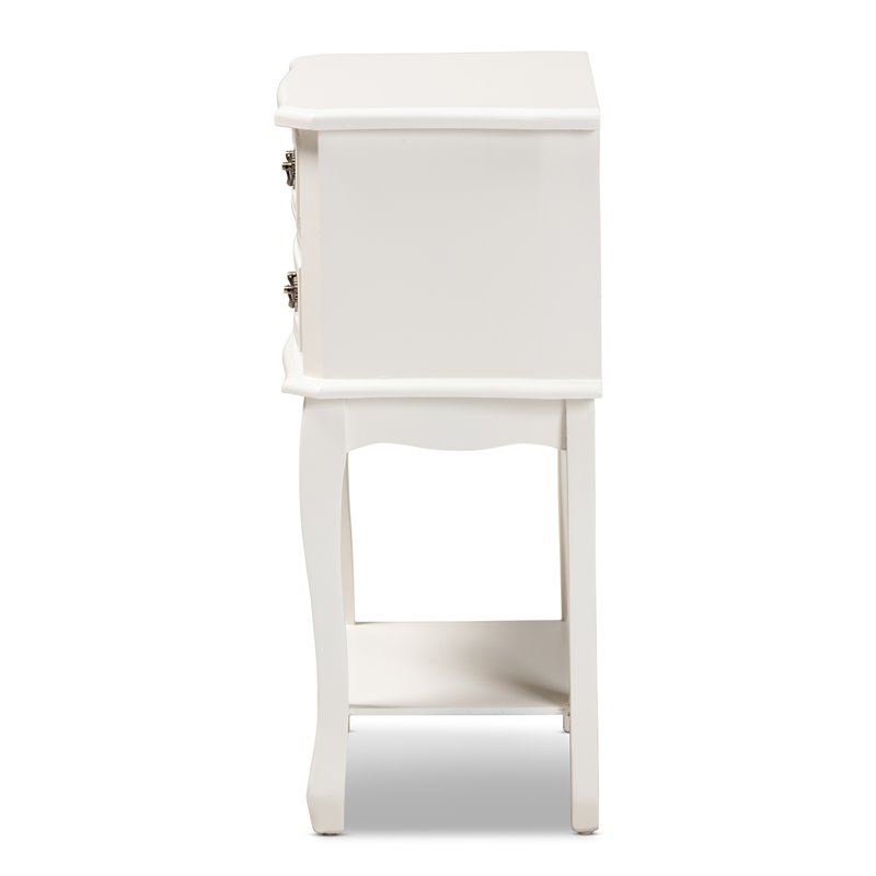 Baxton Studio Gabrielle White-Finished 2-Drawer Wood End Table