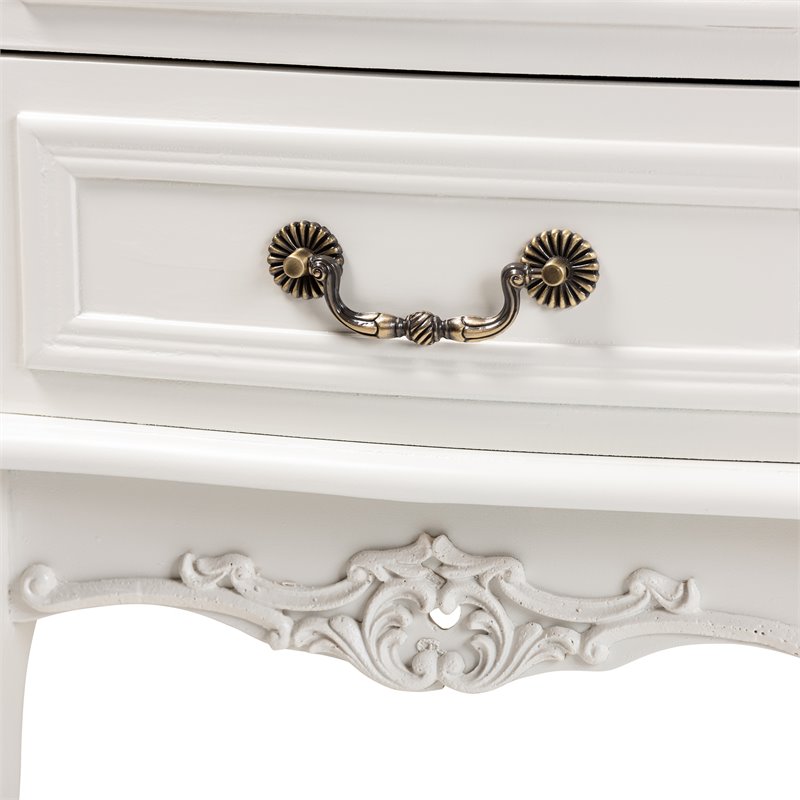 Baxton Studio Gabrielle White-Finished 2-Drawer Wood End Table
