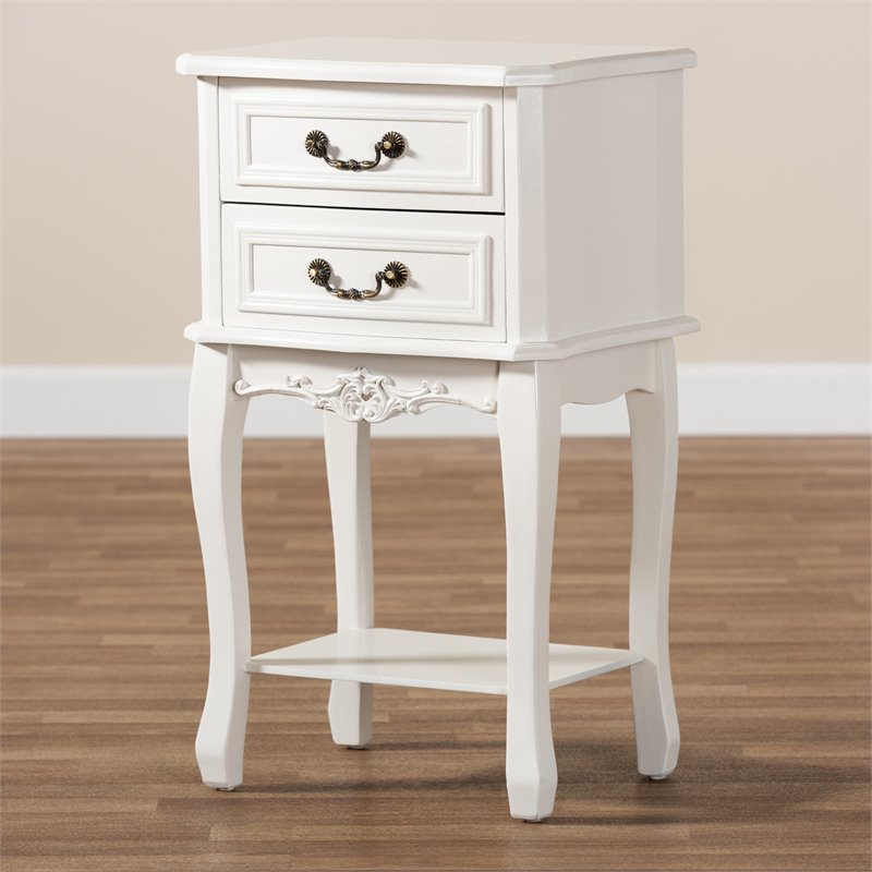 Baxton Studio Gabrielle White-Finished 2-Drawer Wood End Table