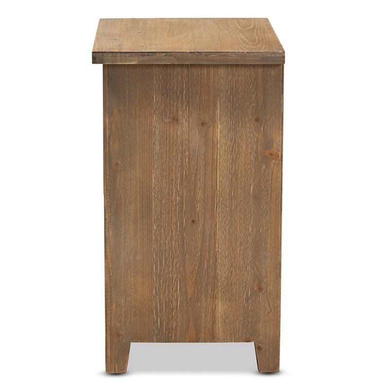Baxton Studio Clement Oak Finished 2-Drawer Wood Spindle End Table