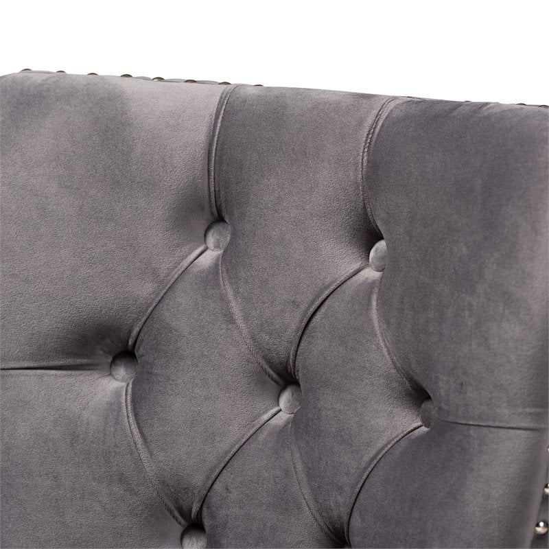 Set of 2 Baxton Studio Remy Grey Velvet Upholstered Espresso Wood Dining Chairs