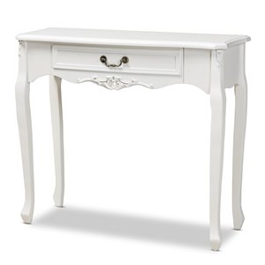 baxton studio gabrielle white-finished 1-drawer wood console table