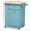 Baxton Studio Liona Sky Blue Finished Wood Kitchen Storage Cart