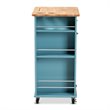 Baxton Studio Liona Sky Blue Finished Wood Kitchen Storage Cart