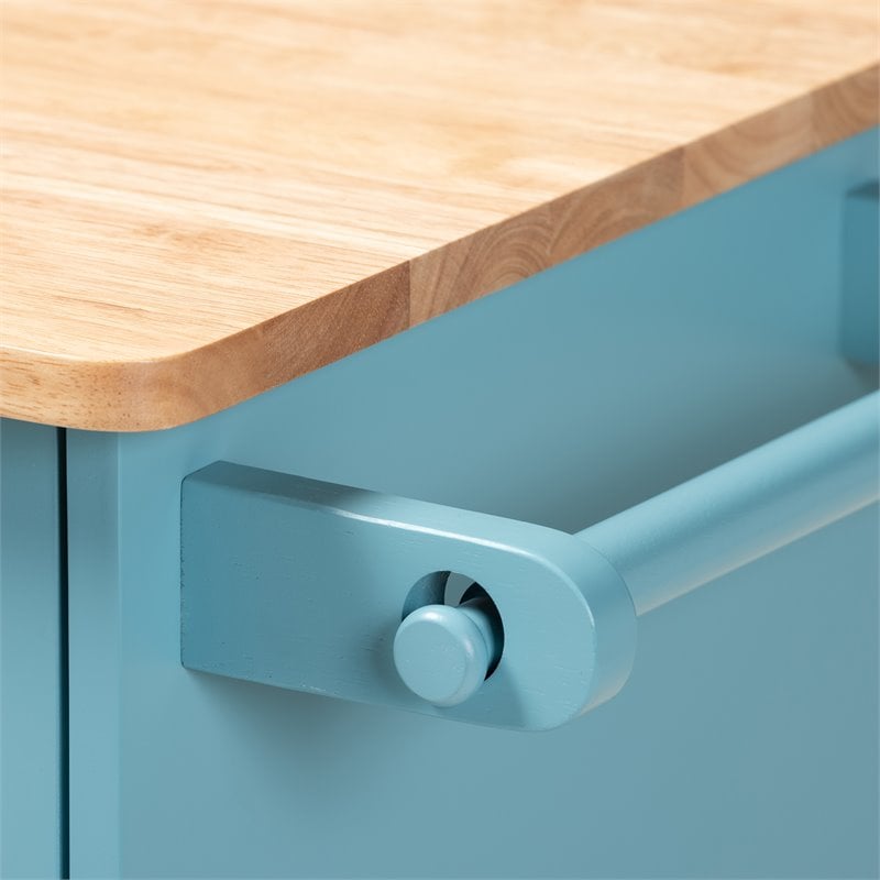 Baxton Studio Liona Sky Blue Finished Wood Kitchen Storage Cart