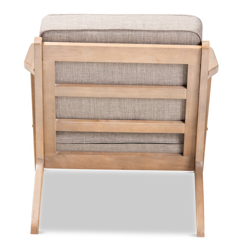 Baxton Studio Sigrid Light Grey Upholstered Antique Oak Finished Wood Armchair