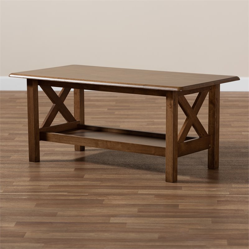 Baxton Studio Reese Walnut Brown Finished Rectangular Wood Coffee Table