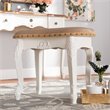 Baxton Studio Gabrielle Sand Velvet Upholstered White Wood Vanity Ottoman
