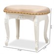 Baxton Studio Gabrielle Sand Velvet Upholstered White Wood Vanity Ottoman