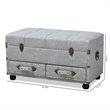 Baxton Studio Flynn Grey Upholstered 2-Drawer Storage Trunk Ottoman