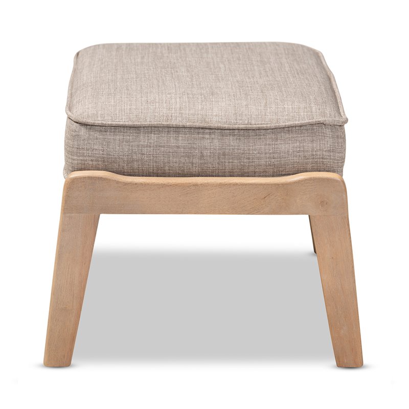 Baxton Studio Sigrid Light Grey Upholstered Antique Oak Wood Ottoman