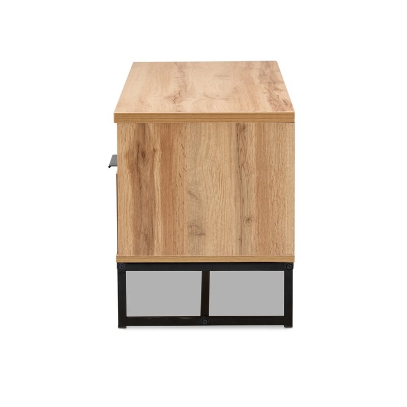 Baxton Studio Reid Industrial Wood Metal 2-Drawer TV Stand in Black and Oak