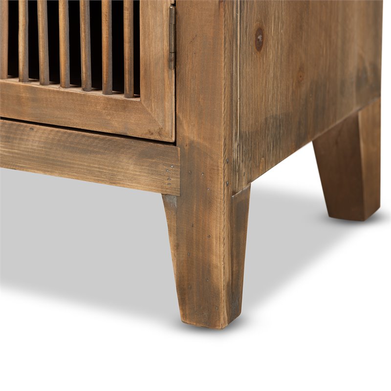 Baxton Studio Clement Oak Finished 2-Door Wood Spindle Storage Cabinet