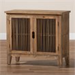 Baxton Studio Clement Oak Finished 2-Door Wood Spindle Storage Cabinet