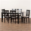 Baxton Studio Reneau Sand Upholstered Espresso Wood 7-Piece Dining Set