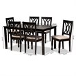 Baxton Studio Reneau Sand Upholstered Espresso Wood 7-Piece Dining Set