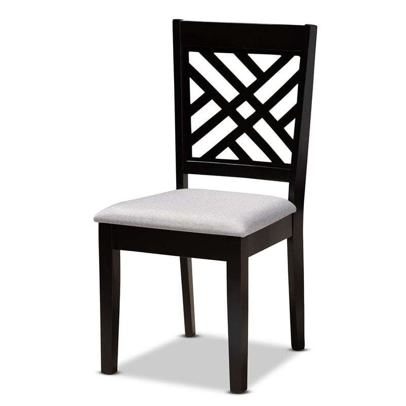 Baxton Studio Caron Grey Upholstered Espresso Wood 7-Piece Dining Set