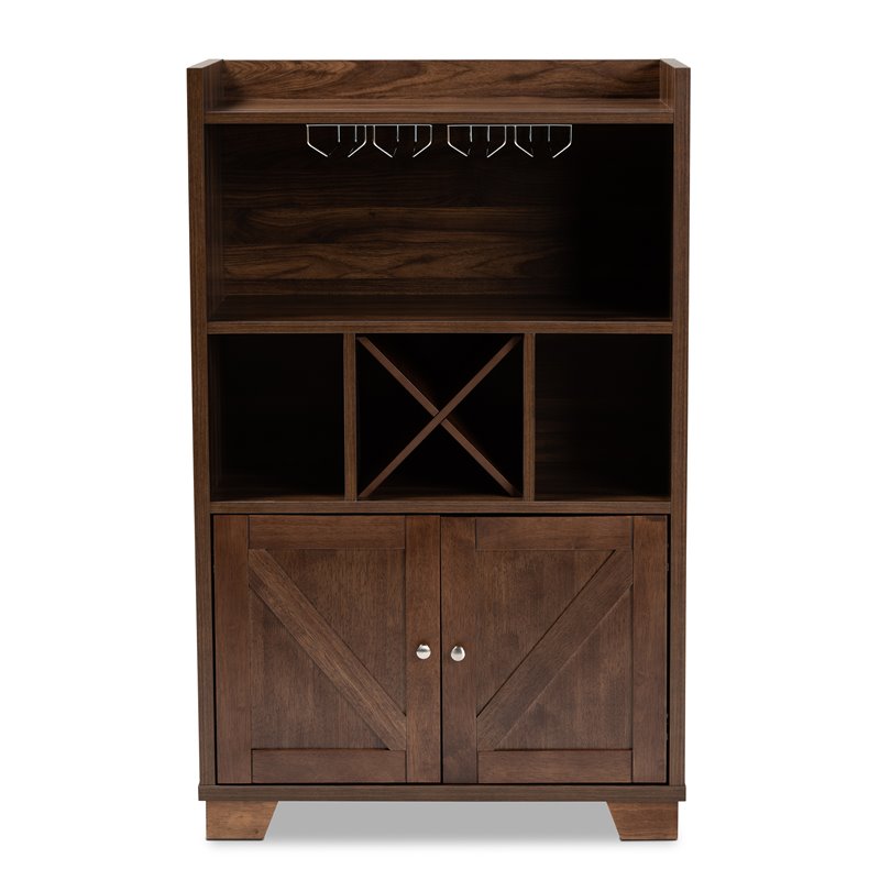 Baxton Studio Carrie Walnut Brown Finished Wood Wine Storage Cabinet