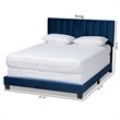 Baxton Studio Clare Full Size Navy Blue Velvet Panel Bed with Tufted Headboard