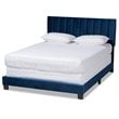 Baxton Studio Clare Queen Size Navy Blue Velvet Panel Bed with Tufted Headboard