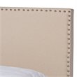 Baxton Studio Ramon Full Size Beige Linen Panel Bed with Nailhead Trim