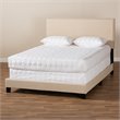 Baxton Studio Ramon Full Size Beige Linen Panel Bed with Nailhead Trim