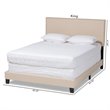 Baxton Studio Ramon Full Size Beige Linen Panel Bed with Nailhead Trim
