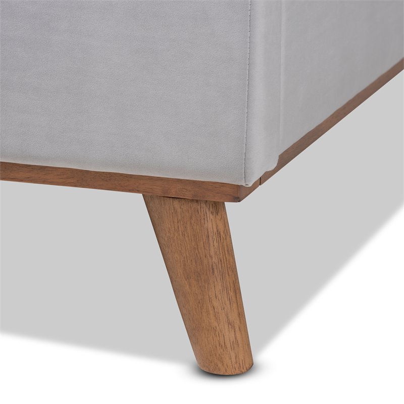 Baxton Studio Adelie King Size Light Gray Velvet Wingback Platform Bed