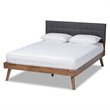 Baxton Studio Devan Queen Size Dark Gray Fabric Walnut Finished Platform Bed