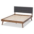 Baxton Studio Devan King Size Dark Gray Fabric Walnut Finished Platform Bed