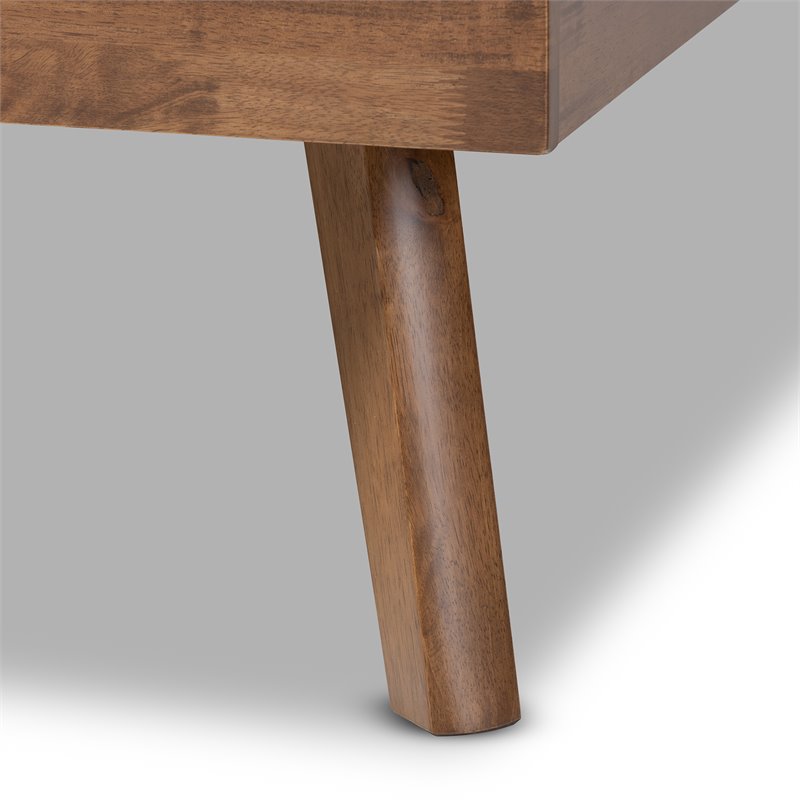 Baxton Studio Devan King Size Dark Gray Fabric Walnut Finished Platform Bed