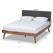Baxton Studio Devan King Size Dark Gray Fabric Walnut Finished Platform Bed