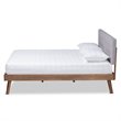 Baxton Studio Devan Queen Size Light Gray Fabric Walnut Finished Platform Bed