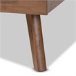 Baxton Studio Devan Queen Size Light Gray Fabric Walnut Finished Platform Bed