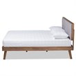 Baxton Studio Alke Queen Size Light Gray Fabric Walnut Finished Platform Bed
